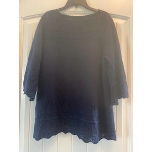 Claudia Schiffer Made by TSE Navy Sweater Size Small